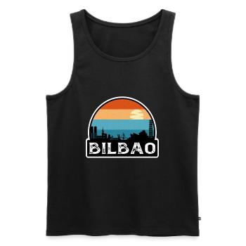 Bilbao Spain Flag Skyline Travel Souvenir - Men's Premium Organic Tank Top - black - Front - AI Model Male 178 light (178cm)