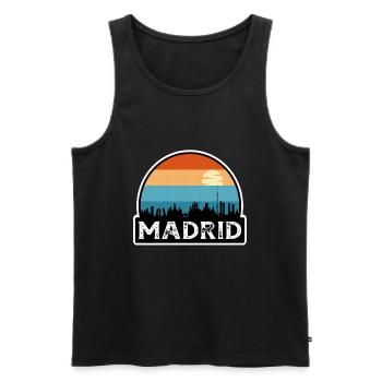 Madrid Espagne Flag Skyline Souvenir de voyage - Débardeur bio Premium Homme - noir - Devant - AI Model Male 178 light (178cm)