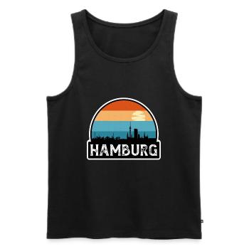 Hamburg Germany Flag Skyline Travel Souvenir - Men's Premium Organic Tank Top - black - Front - Michal (187cm)