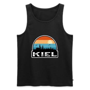 Kiel Germany Flag Skyline Travel Souvenir - Men's Premium Organic Tank Top - black - Front - AI Model Male 178 light (178cm)