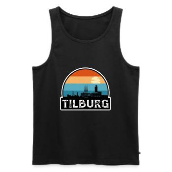 Tilburg Niederlande Flagge Skyline Reisesouvenir - Männer Premium Bio Tank Top - Schwarz - Vorne - AI Model Male 178 light (178cm)