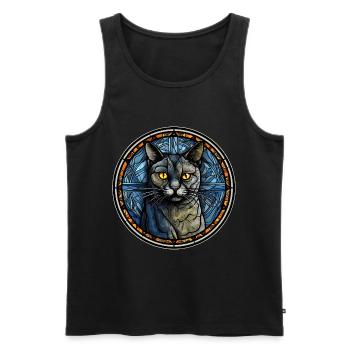 Chartreux Cat Breed Watercolor Glass - Men's Premium Organic Tank Top - black - Front - AI Model Male 178 light (178cm)