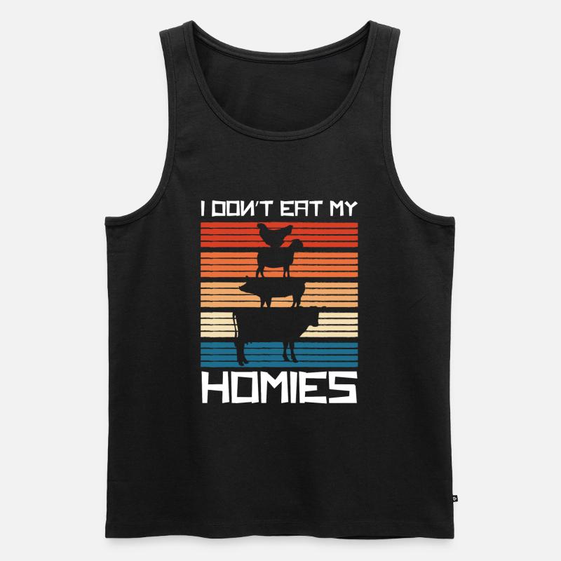 Veganer Tierrechte Fleischlos - Männer Premium Bio Tank Top - Schwarz