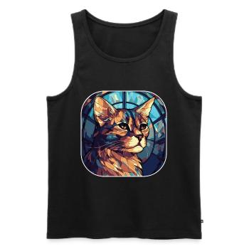 Bunte Aquarellfarbe der braunen Katzenrasse Havanna - Männer Premium Bio Tank Top - Schwarz - Vorne - AI Model Male 178 light (178cm)