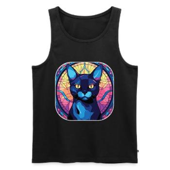 Buntes Aquarellgemälde der Bombai-Katzenrasse - Männer Premium Bio Tank Top - Schwarz - Vorne - Michal (187cm)