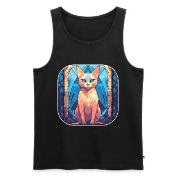 Peinture à l’aquarelle colorée de race de chat Burmilla - Débardeur bio Premium Homme - noir - Devant - Michal (187cm)