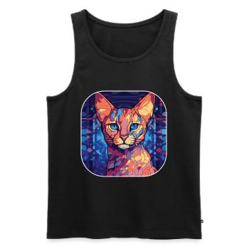 Ocicat coloré Race de chat Aquarelle Peinture - Débardeur bio Premium Homme - noir - Devant - Michal (187cm)