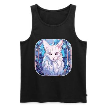 Colorful Turkish Angora Cat Breed Watercolor Paint - Men's Premium Organic Tank Top - black - Front - AI Model Male 178 light (178cm)