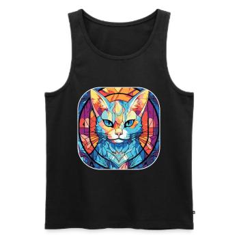 Buntes Aquarellgemälde der Singapura-Katzenrasse - Männer Premium Bio Tank Top - Schwarz - Vorne - Michal (187cm)