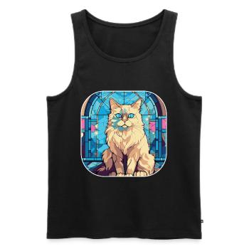 Peinture à l’aquarelle colorée Ragdoll Cat Race - Débardeur bio Premium Homme - noir - Devant - Michal (187cm)
