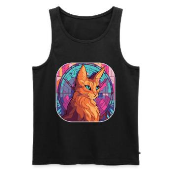 Buntes Aquarellgemälde der Somali-Katzenrasse - Männer Premium Bio Tank Top - Schwarz - Vorne - AI Model Male 178 light (178cm)