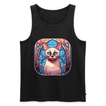 Buntes Aquarellgemälde der Tonkinese-Katzenrasse - Männer Premium Bio Tank Top - Schwarz - Vorne - Michal (187cm)