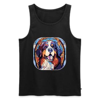 Colorful Bernese Mountain Dog Breed Watercolor Gla - Men's Premium Organic Tank Top - black - Front - Michal (187cm)