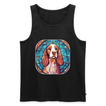 Coloré Bretagne Dog Breed Aquarelle Peinture sur verre - Débardeur bio Premium Homme - noir - Devant - Michal (187cm)