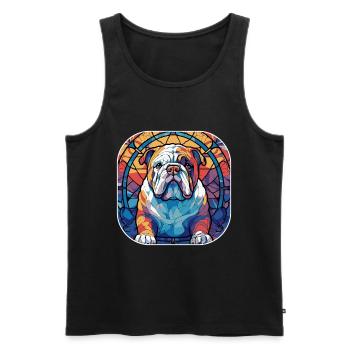 Colorful English Bulldog Dog Breed Watercolor Glas - Men's Premium Organic Tank Top - black - Front - Michal (187cm)