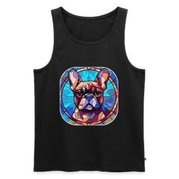 Coloré Race de Chien Bouledogue Français Aquarelle Verre - Débardeur bio Premium Homme - noir - Devant - Michal (187cm)