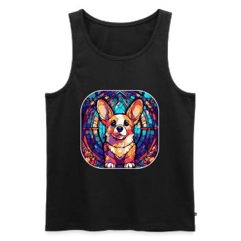 Coloré Corgi Dog Breed Aquarelle Peinture sur verre - Débardeur bio Premium Homme - noir - Devant - Michal (187cm)