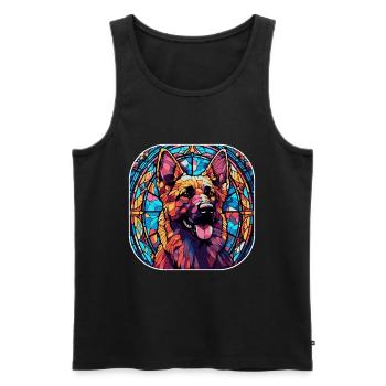Colorful German Shepherd Dog Breed Watercolor Glas - Men's Premium Organic Tank Top - black - Front - Michal (187cm)