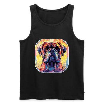 Colorful Bull Mastiff Dog Breed Watercolor Glass P - Men's Premium Organic Tank Top - black - Front - Michal (187cm)