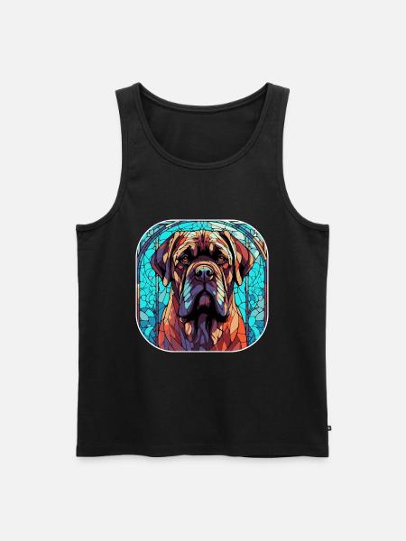 Fargerik engelsk Mastiff-hundrase akvarellglass - Herre Premium økologisk tanktop - sort