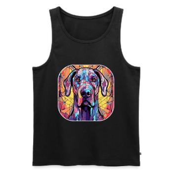 Bunte Deutsche Dogge Hunderasse Aquarellglas Pai - Männer Premium Bio Tank Top - Schwarz - Vorne - Michal (187cm)