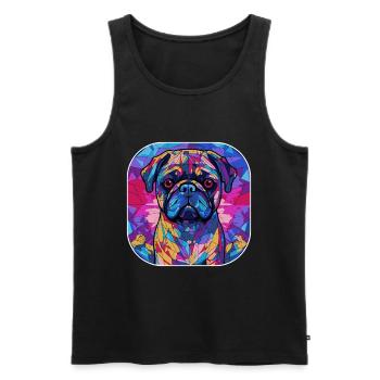Bunte Mops-Hunderasse Aquarell-Glasmalerei - Männer Premium Bio Tank Top - Schwarz - Vorne - AI Model Male 178 light (178cm)