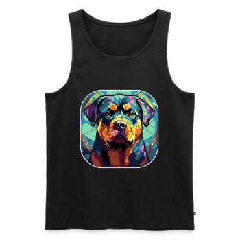 Bunte Rottweiler-Hunderasse Aquarellglas Pai - Männer Premium Bio Tank Top - Schwarz - Vorne - Michal (187cm)