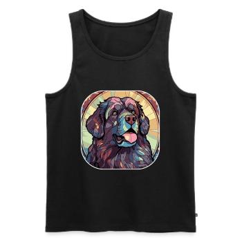 Aquarelle colorée de race de chien de Terre-Neuve Glass P - Débardeur bio Premium Homme - noir - Devant - Michal (187cm)