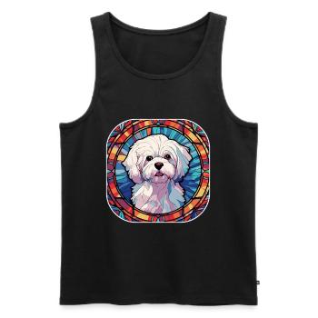 Coloré Maltese Dog Breed Aquarelle Glass Painti - Débardeur bio Premium Homme - noir - Devant - Michal (187cm)