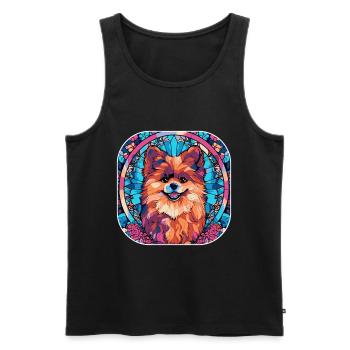 Coloré Poméranie Race de Chien Aquarelle Verre Pai - Débardeur bio Premium Homme - noir - Devant - Michal (187cm)