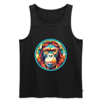 Ape Colorful Watercolor Animal Pet Illustration - Men's Premium Organic Tank Top - black - Front - Michal (187cm)
