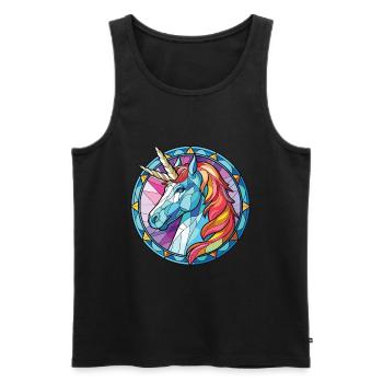 Einhorn-Bunte Aquarell-Tierillustration - Männer Premium Bio Tank Top - Schwarz - Vorne - Michal (187cm)