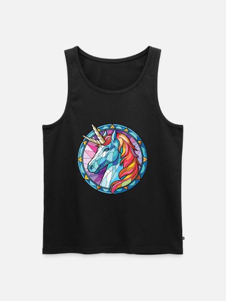 Einhorn-Bunte Aquarell-Tierillustration - Männer Premium Bio Tank Top - Schwarz
