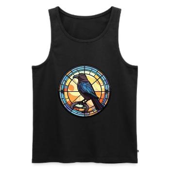 Crow Colorful Watercolor Animal Pet Illustration - Men's Premium Organic Tank Top - black - Front - Michal (187cm)