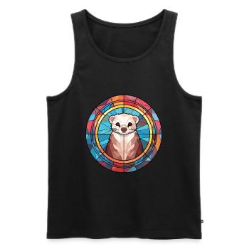 Frettchen Buntes Aquarell Tier Haustier Illustration - Männer Premium Bio Tank Top - Schwarz - Vorne - AI Model Male 178 light (178cm)