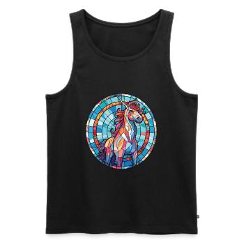 Einhorn-Bunte Aquarell-Tierillustration - Männer Premium Bio Tank Top - Schwarz - Vorne - Michal (187cm)