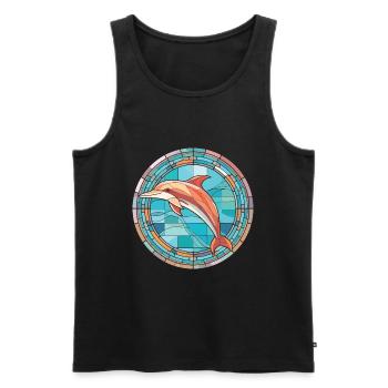 Dolphin Colorful Watercolor Animal Illustration - Men's Premium Organic Tank Top - black - Front - AI Model Male 178 light (178cm)