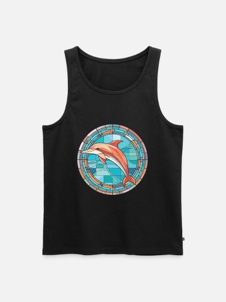 Delphin Bunte Aquarell-Tierillustration - Männer Premium Bio Tank Top - Schwarz