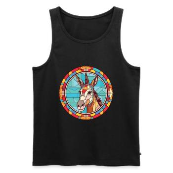 Donkey Colorful Watercolor Animal Pet Illustration - Men's Premium Organic Tank Top - black - Front - Michal (187cm)