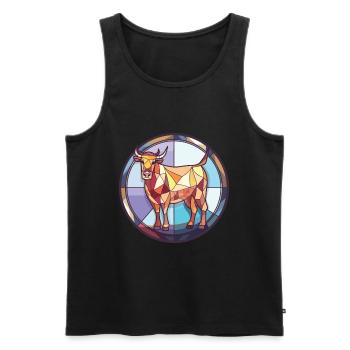 Kuh Buntes Aquarell Tier Haustier Illustration - Männer Premium Bio Tank Top - Schwarz - Vorne - AI Model Male 178 light (178cm)