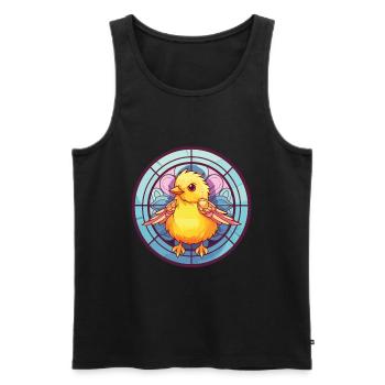 Chick Colorful Watercolor Animal Pet Illustration - Men's Premium Organic Tank Top - black - Front - AI Model Male 178 light (178cm)