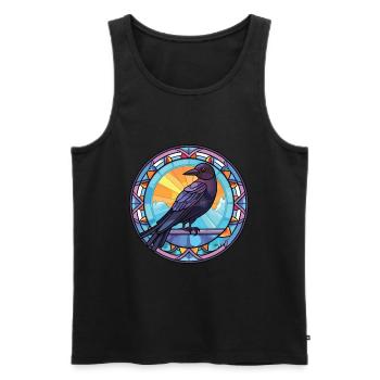 Crow Colorful Watercolor Animal Pet Illustration - Men's Premium Organic Tank Top - black - Front - Michal (187cm)