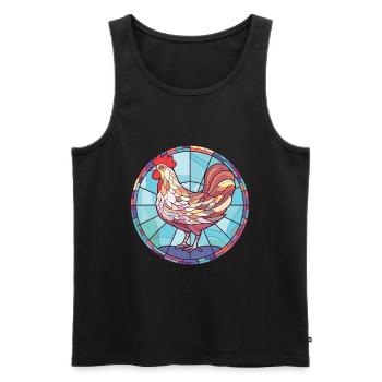 Poule aquarelle colorée Animal Animal Illustration - Débardeur bio Premium Homme - noir - Devant - AI Model Male 178 light (178cm)