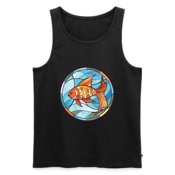 Fish Colorful Watercolor Animal Pet Illustration - Men's Premium Organic Tank Top - black - Front - AI Model Male 178 light (178cm)