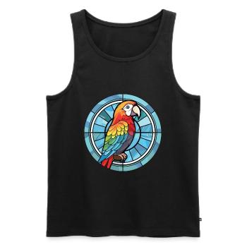 Papagei Buntes Aquarell Tier Haustier Illustration - Männer Premium Bio Tank Top - Schwarz - Vorne - Michal (187cm)