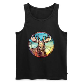 Moose Colorful Watercolor Animal Pet Illustration - Men's Premium Organic Tank Top - black - Front - Michal (187cm)