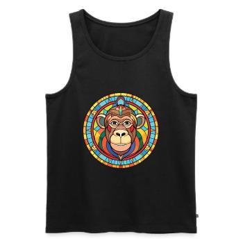 Monkey Colorful Watercolor Animal Pet Illustration - Men's Premium Organic Tank Top - black - Front - AI Model Male 178 light (178cm)