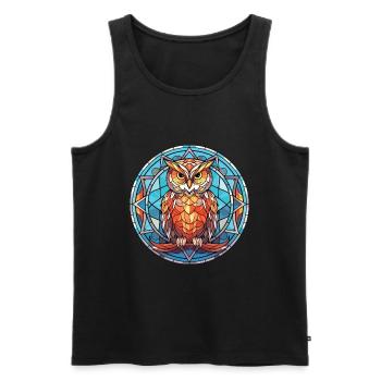 Hibou Aquarelle colorée Animal Animal Illustration - Débardeur bio Premium Homme - noir - Devant - Michal (187cm)