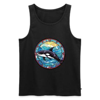 Orca Colorful Watercolor Animal Pet Illustration - Men's Premium Organic Tank Top - black - Front - Michal (187cm)