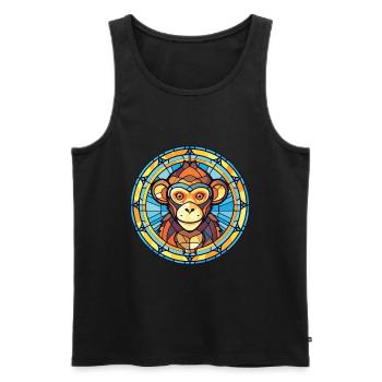 Monkey Colorful Watercolor Animal Pet Illustration - Men's Premium Organic Tank Top - black - Front - AI Model Male 178 light (178cm)